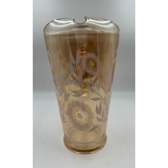 Vintage Jeannette Cosmos Marigold Carnival Glass 48 Oz Pitcher - Picture 4 of 7